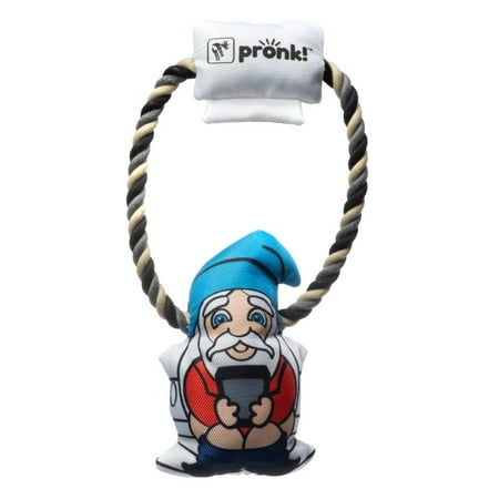 UPC: 0810058051189 | Pronk! Gnome Cellphone on Toilet Funny 13-Inch Durable Soft Plush Squeaky Rope Dog Toy