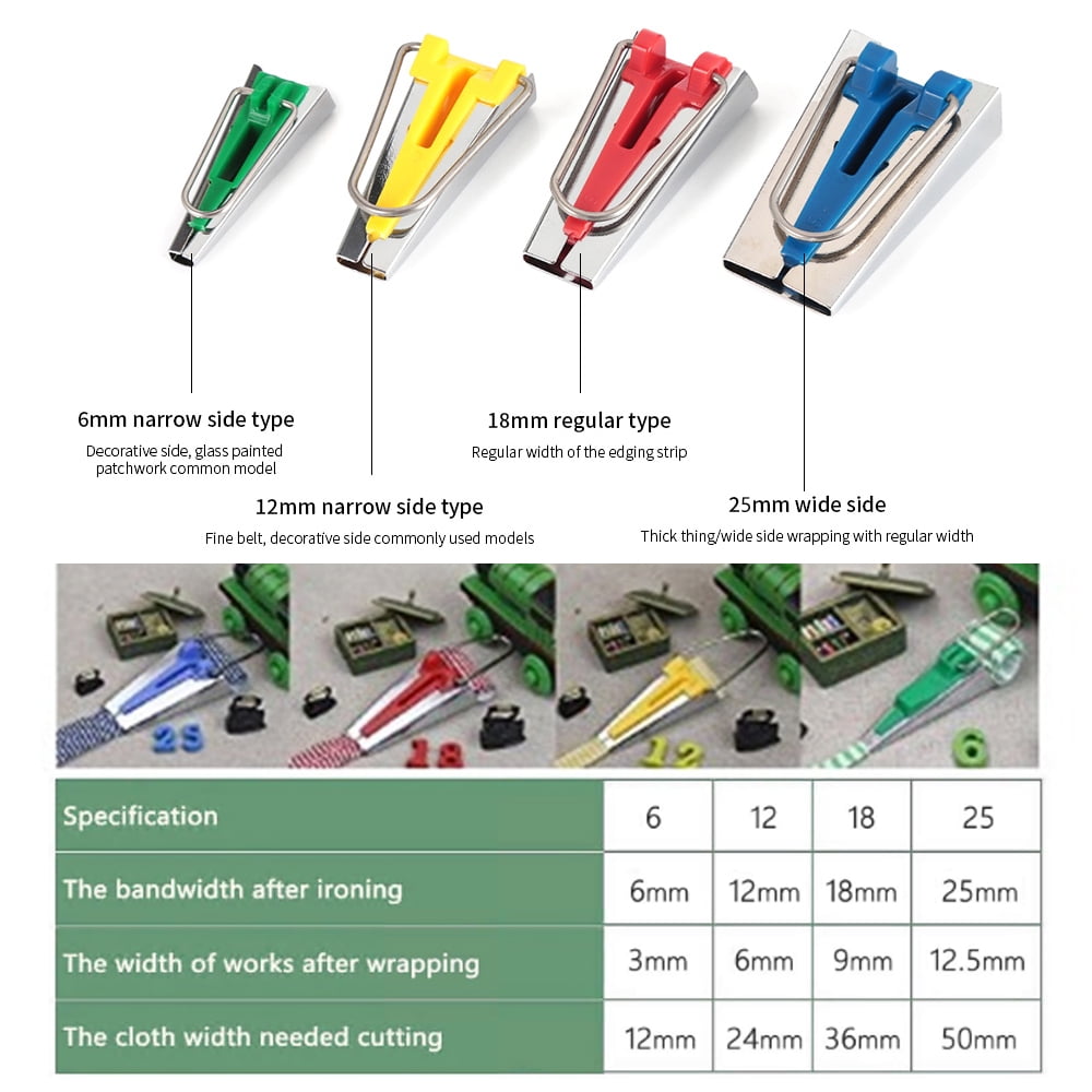 Aonokey Fabric Bias Tape Maker Sewing Accessories Splicing Cloth Tool Quilting Overlocking Stitch Presser Foot Craft DIY 5PCS