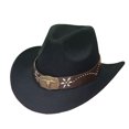 thumbnail image 4 of Man Cowboy Hat - Western Denim Curved Top Hat Woolen Big Brimmed Hat Autumn And Winter Style British Jazz Hat,Black,One Size, 4 of 4