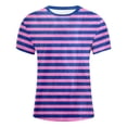 thumbnail image 5 of KKBOTIVE Striped Short Sleeve T Shirt for Boys, School Uniform Casual Round Neck Shirt Kids Back to School Tops Z01 Pink 9-10Y, 5 of 5