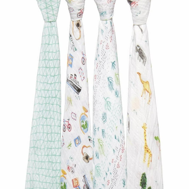 Aden + Anais Classic 4-Pack Muslin Swaddles - Around the World 