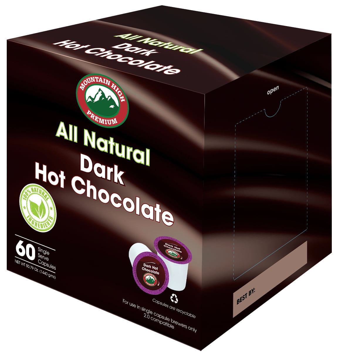 Mountain High All Natural Hot Chocolate K Cups 2 0 Compatible Dark Mountain High All Natural Hot Chocolate K Cups 2 0 Compatible Dark