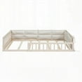 thumbnail image 2 of Wood Full Size Upholstered Platform Bed with Beige Guardrail and Pillow - Safe & Comfortable, 2 of 14