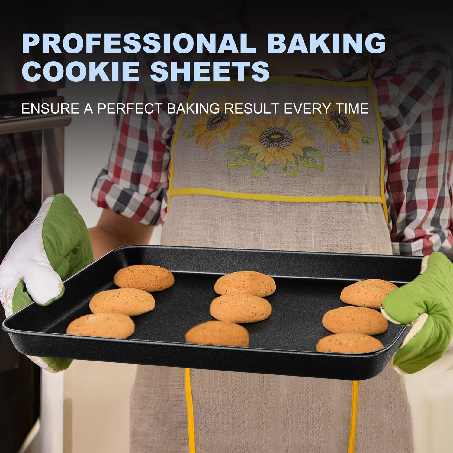 Vesteel Nonstick Baking Sheet Set of 4 (16/12/10.5/9 inch), Carbon Steel Baking Pan Tray Cookie Sheet, Half Sheet Bakeware Toaster Oven Pans for Baking
