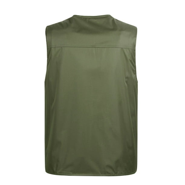 Chaleco al aire libre para hombre Chaqueta de ocio Chaleco ligero con cremallera Muchos bolsillos Pompotops oipoqjl14348