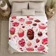 thumbnail image 5 of Valentine'S Day Love Sweets Cupcake Cookie Pattern Whimsical, Playful Food Art Scene, Warm Flannel Blanket for Kitchen and Dining Room, Food Lovers Valentine's Day Gift, Playful Home Decor, 5 of 9