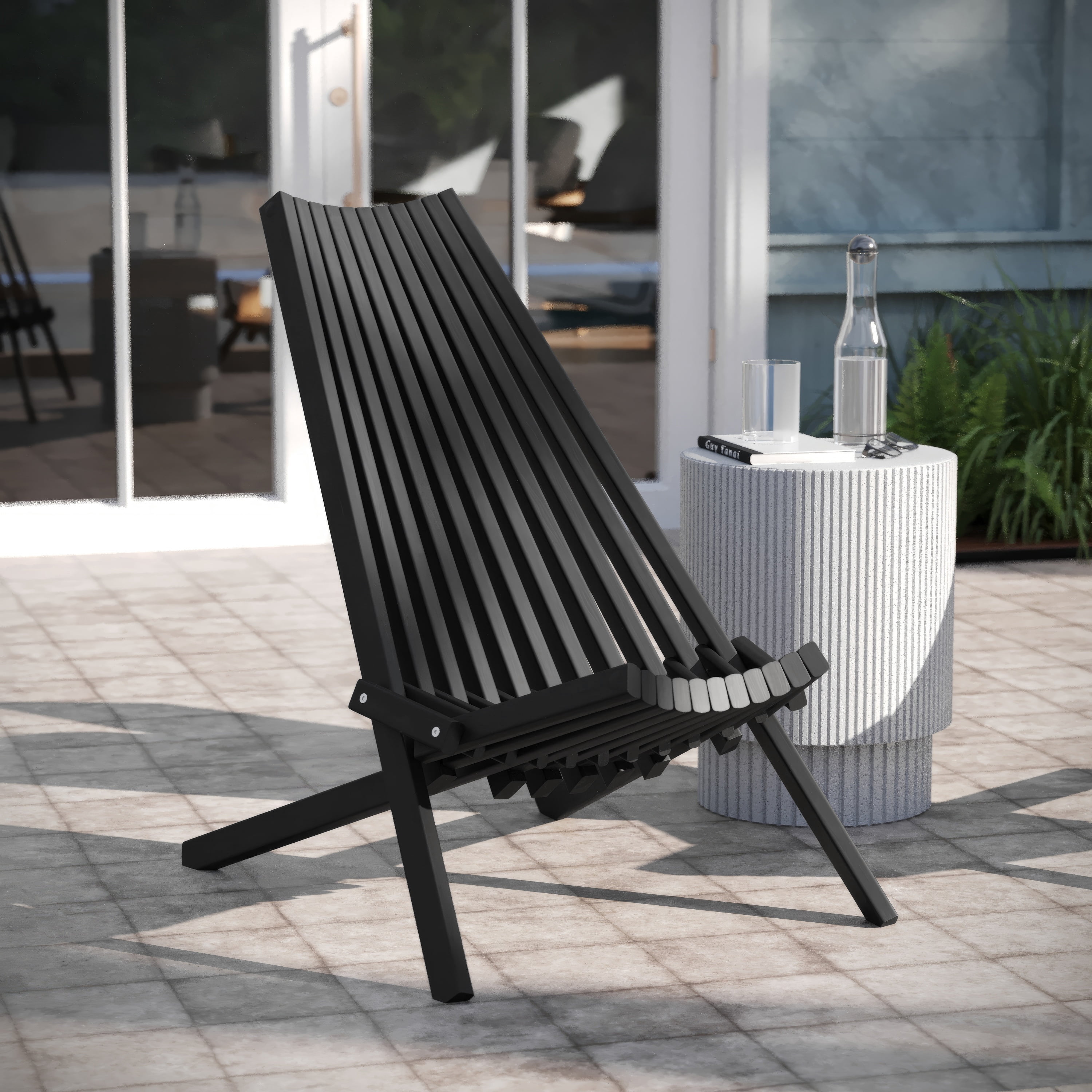 Emma + Oliver Duhram Brown Folding Chair for Indoor/Outdoor Use