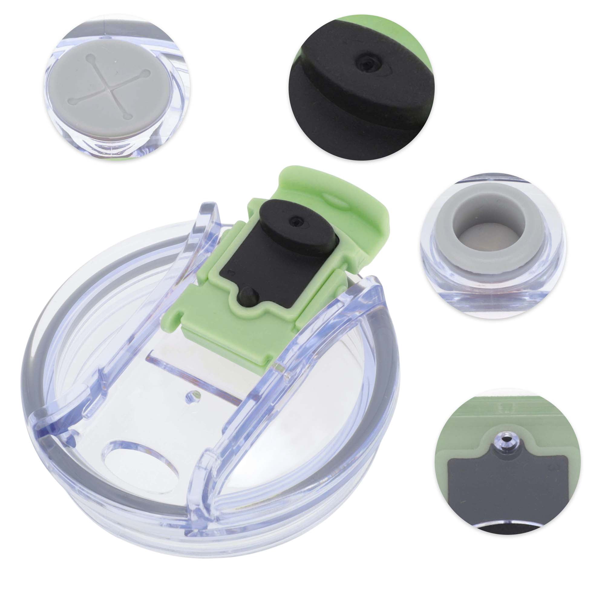 Unique Bargains 1 Pc Durable Tumbler Lid with Magnetic Slider and O-Rings Green