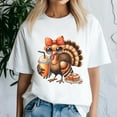 thumbnail image 3 of Thanksgiving Shirt,Turkey Drinking Coffee Bow,Turkey Day Tshirt, 3 of 5