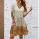 thumbnail image 1 of Puntoco Vestido Casual De Verano De Manga Corta Para Mujer, Cuello En V, Estampado De Flores, Cintura Alta, Playa, Lindo Mini Vestido De Flores Con Columpio, Amarillo M, 1 of 6