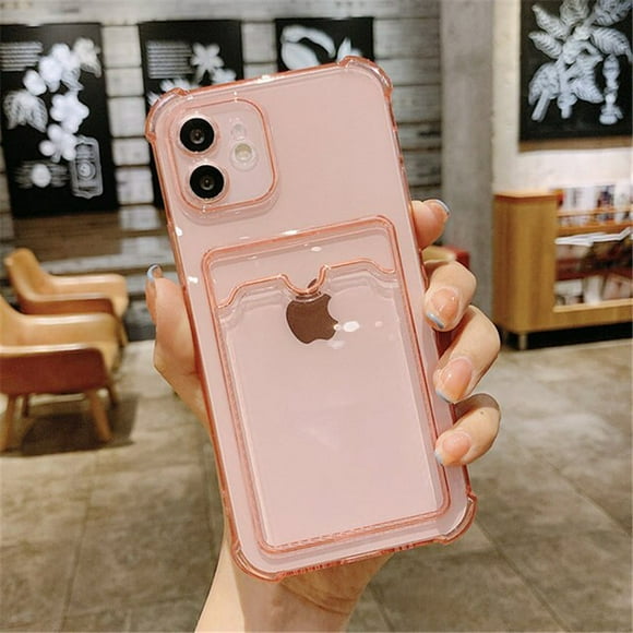 Transparent Card Bag Holder Clear Phone Case For iPhone 11 12 13 14 15 Pro Max XR X XS SE 2020 7 8 Plus Soft Shockproof Cover
