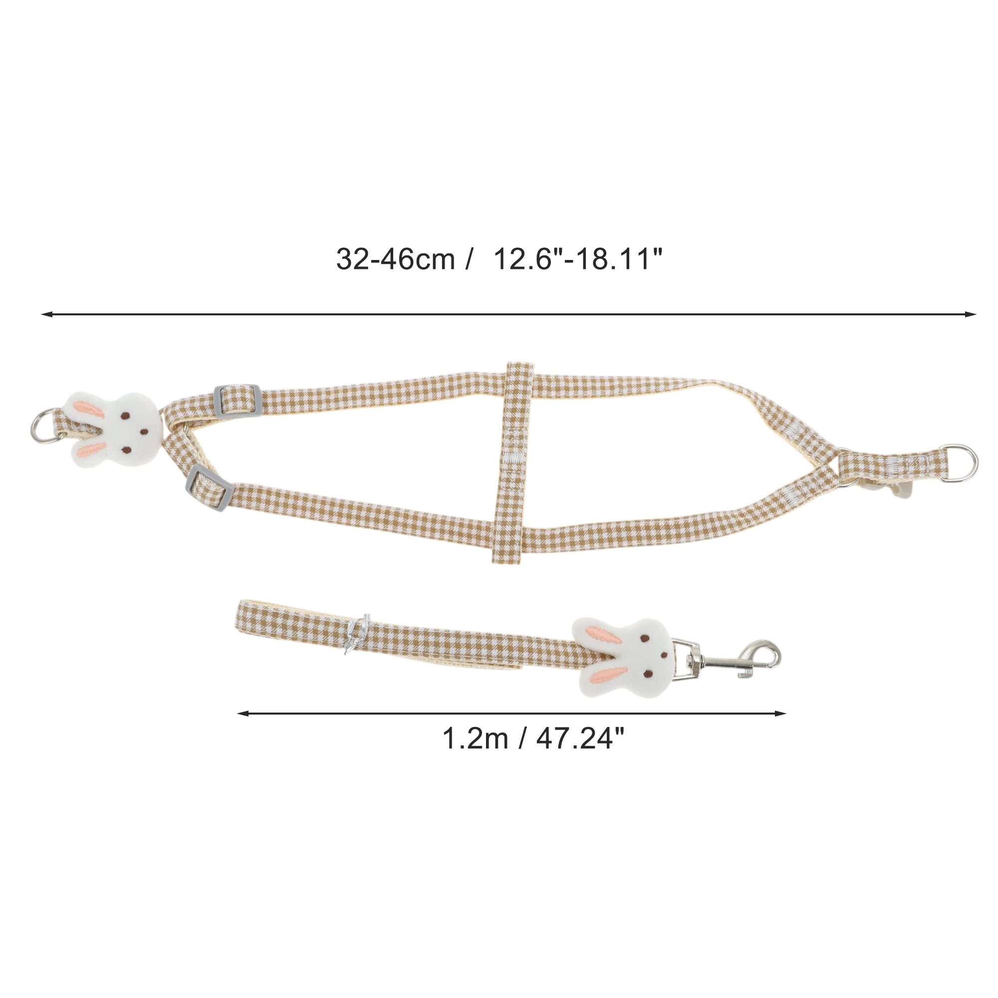 Unique Bargains Bunny Style Pet Leash Kit Durable and Comfortable Coffee Color 47.24"