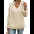 thumbnail image 3 of Blusa Informal de Verano para Mujer, con Lunares Suizos, Cuello en V, Larga, Holgada y Elegante, Ideal para Oficina. Albaricoque L, 3 of 10