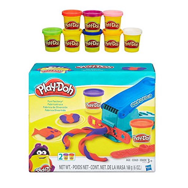 PlayDoh Fun Factory Set + PlayDoh Rainbow Starter Pack Bundle