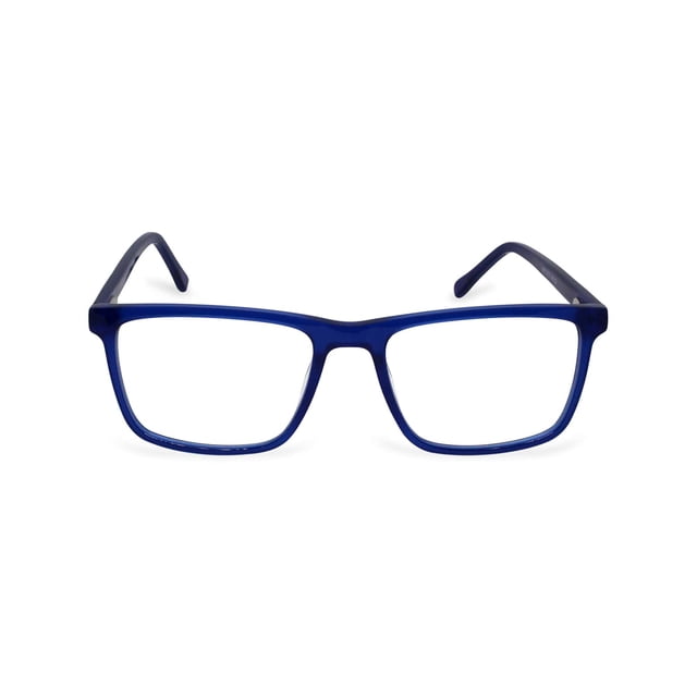lentes ibiza con micas blue light ibiza listos para usar; montura rectangular negra, puente recto y patillas delgadas, cristales transparentes con micas Blue light según especificación; vista frontal centrada sobre fondo blanco, estilo masculino para uso diario.