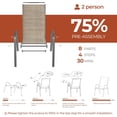 thumbnail image 4 of Arlopu 7pcs Outdoor Patio Dining Set, Patio Rectangular Metal Table & 6 Stackable Textilene Chairs, Outdoor Furniture for Backyard Garden Poolside, Brown, 4 of 10