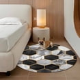 thumbnail image 4 of 3.3ft Washable Round Rug, Geometric Pattern Non-Slip Circle Area Rug for Entryway Bedroom, Black Gary Hexagon Collage Art Indoor Accent Floor Mat for Home Decor, 4 of 9