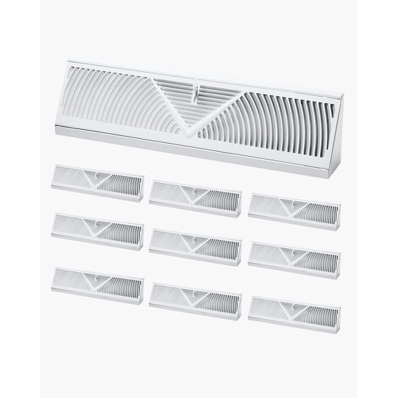 VEVOR 18-Inch Floor Registers, 10-Pack Baseboard Registers,HVAC Heavy-Duty Walkable Iron Floor Vents,Rustproof Anti-Peeling Air Vents Deflector Adjustable with Metal Damper for Home & Office,White