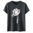 thumbnail image 3 of Womens Fashionable Dandelion Printed Round Neck Short Sleeved Sports Casual T Shirt Women Tee Stripe Tee Shirts for Women Womens under Shirts Short Sleeves Packs Womens Solid Tees Long Sleeve Shirts, 3 of 4