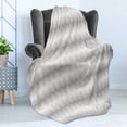 thumbnail image 4 of Grey Chevron Soft Flannel Fleece Throw Blanket, Minimalist Triangles Waves in Symmetric Lines Geometric Motif, Cozy Plush for Indoor and Outdoor Use, 50" x 70", Pale Grey White, by Ambesonne, 4 of 5