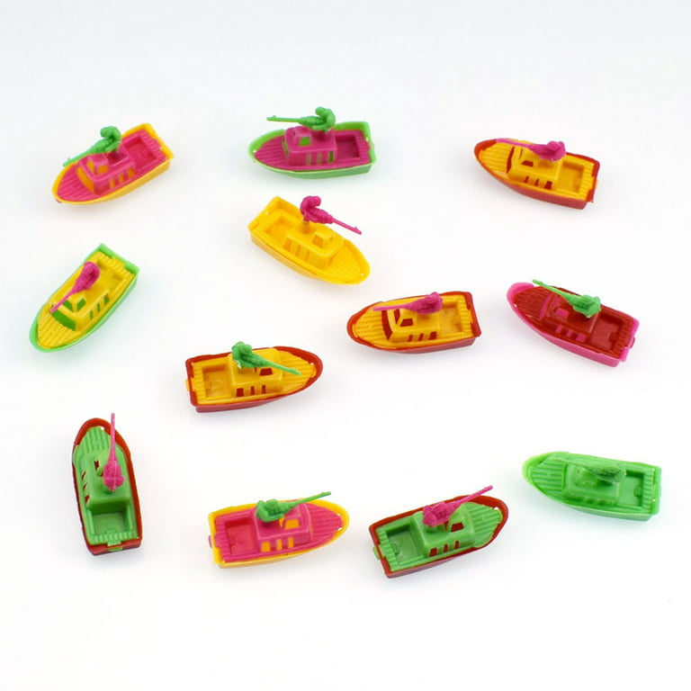 20pcs Mini Plastic Boat Model Simulation Combat Boat Toy for Kids Toddler (Mixed Color), Size: 1.57 x 0.59 x 1.02, Other