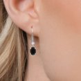thumbnail image 3 of Gem Stone King 14K White Gold Black Onyx French Wire Dangle Earrings for Women (0.88 Cttw, Gemstone December Birthstone, Oval 6X4MM and Round 2.5MM), 3 of 6