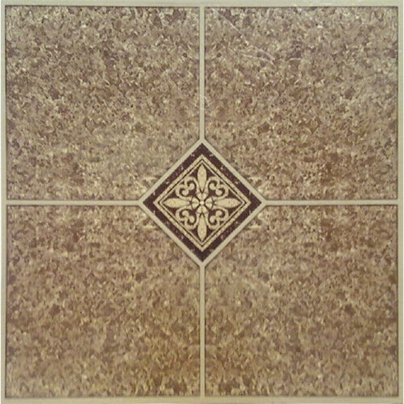 Brown Beige Vinyl Floor Tile 20 Pcs Adhesive Flooring - Actual 12'' x 12''