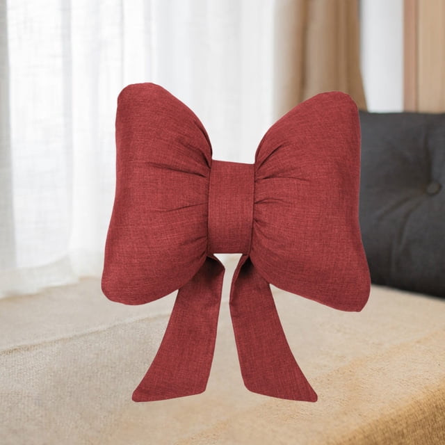 Bowknot Ribbon Headrest Linen Breathable And Comfortable Pillow 15.35 X12.2in