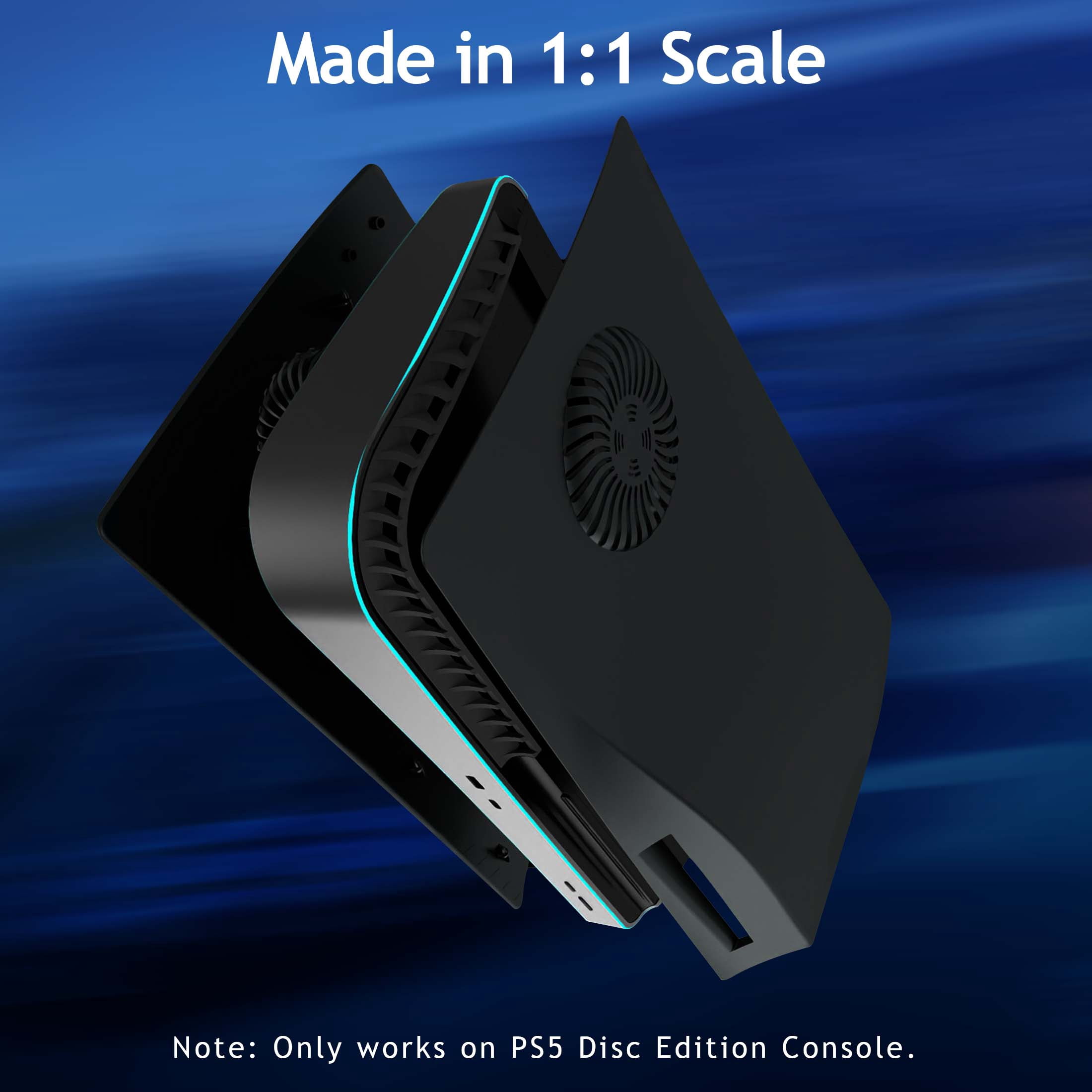 Faceplate for Original PS5 Disc Edition, PS5 Cover Plates with Cooling Vents & Dust Filter, Black
