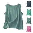 thumbnail image 2 of Xuhomer Linen Crop Tank Tops For Women Sleeveless Summer Top Crew Neck Shirts Casual Cami Blouses Tank Shirt Going Out Tops, 2 of 5