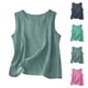 thumbnail image 1 of Auralook Cotton Linen Tank Tops for Women Solid Casual Summer Gauze Shirt Basic Sleeveless Round Neck Loose Vest Beach Vacation Clothes, 1 of 5