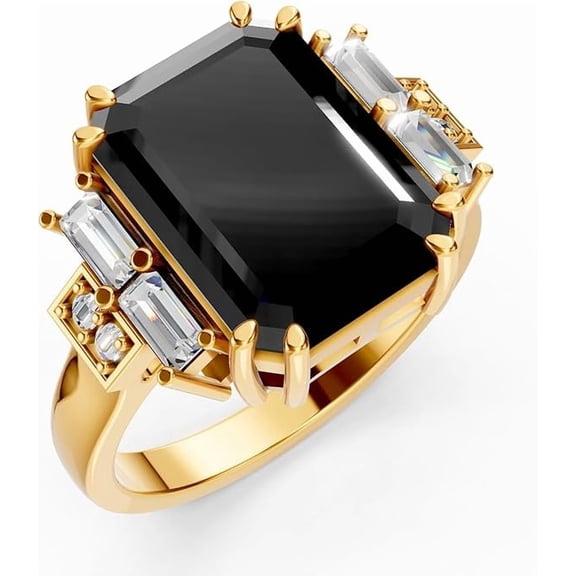 Black Onyx Ring, Sterling Silver Ring, Gold Plated Ring, 18K Gold Ring, Women’s Promise Ring, Engagement Ring, Statement Ring, Gift for Her