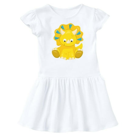

Inktastic Cute Yellow Dinosaur Baby Dino Triceratops Gift Baby Girl Dress