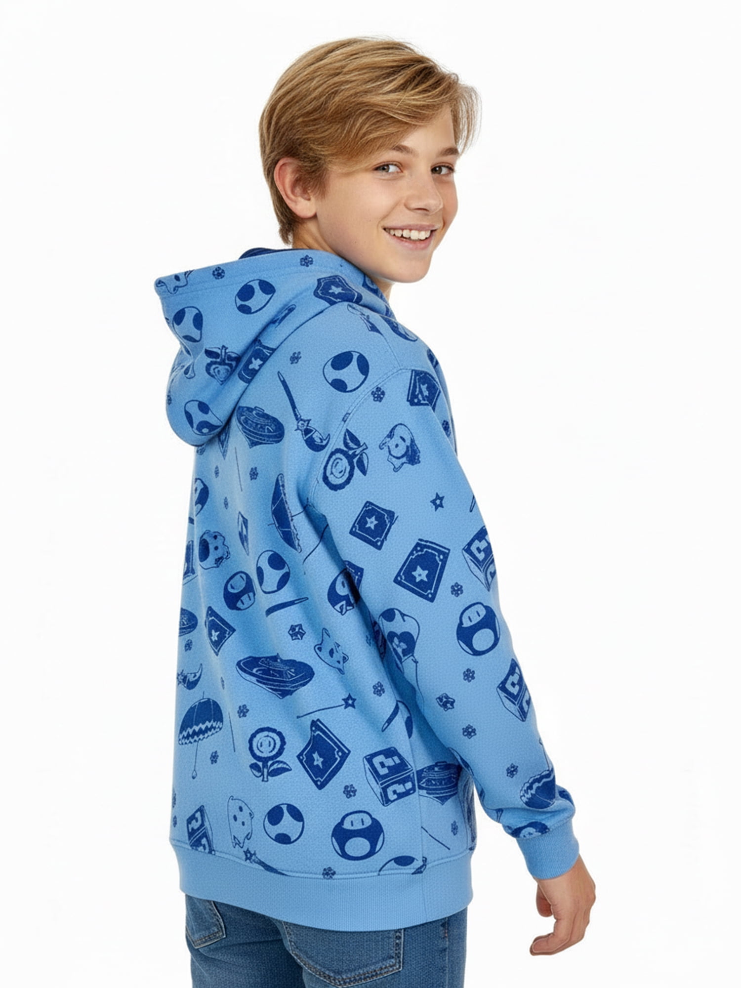 The Super Mario Galaxy, Boys' Light Blue Graphic Hoodie, Sizes 4-18