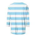 thumbnail image 5 of Htigea 3/4 Sleeve Tunic Womens Tee Round Neck Tshirt Fashion Tops Stripe Printed Summer Trendy Shirt Loose Daily Blouse Light Blue,XL, 5 of 5
