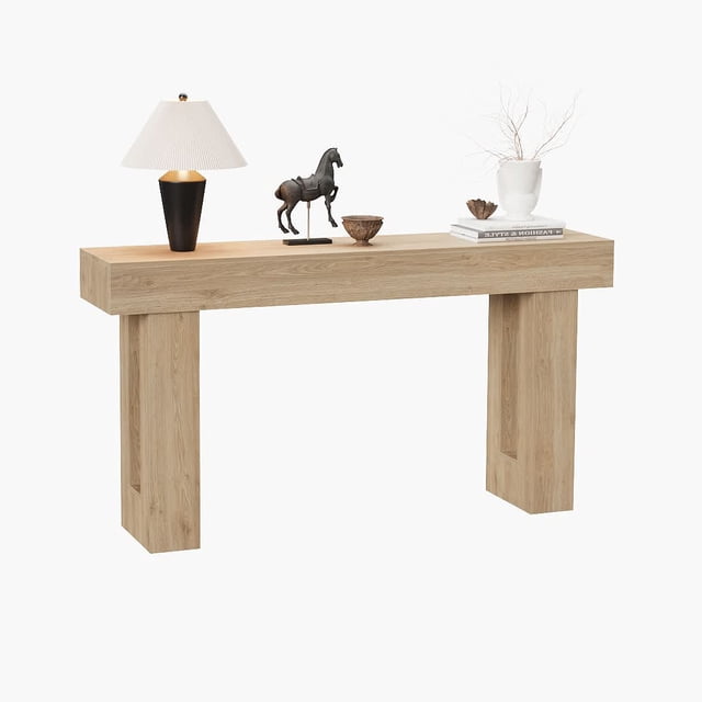 Ourlova 63 inch Farmhouse Wood Console Table with Slim Rectangular Design Natural