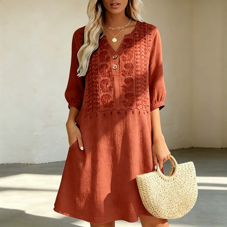 boho style tunic dress Boho Floral Tunic Dress With Bell Sleeves  Loose Fit Kaftan Style Mini  Dress Printed Paisley Summer Dress Hippie Festival Outfit Mini