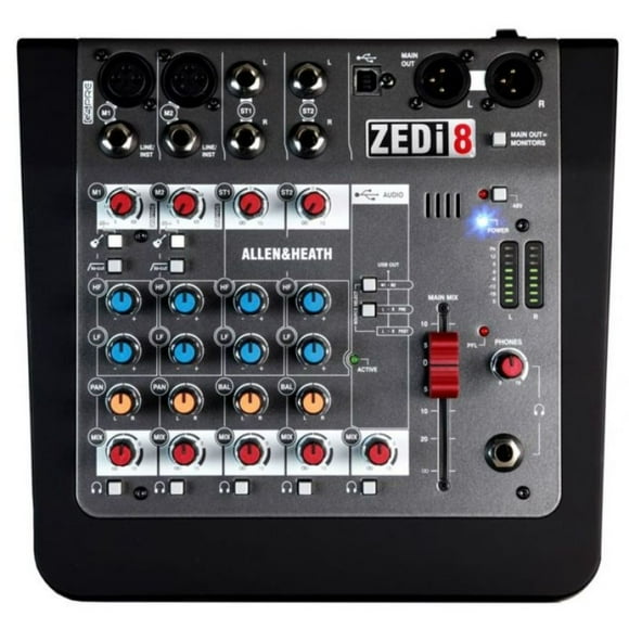 Mezcladora ZEDI-8 ALLEN & HEATH Híbrida 8 Canales USB Ecualizador de 2 Bandas