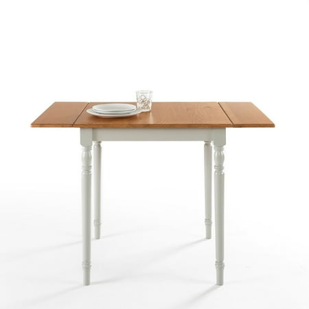 Fancy Double Leaf Knob - GHP 43”x28”x28.9” Two-Toned Pine Wood Double Drop Leaf Top Kitchen Dining Table