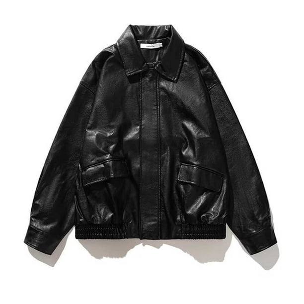 Chaquetas y abrigos casuales sin capucha de manga larga para mujer, cárdigan con cremallera a la moda, chaqueta de vuelo con cuello alto, abrigo de cuero, chaqueta, blusa de poliéster para mujer