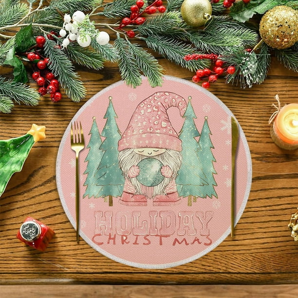 Christmas Placemat 13.8x13.8 Inches Winter Christmas Table Mat Heat Insulated And Dirt Resistants Suitable For Party Kitchen Restaurant Decoration
