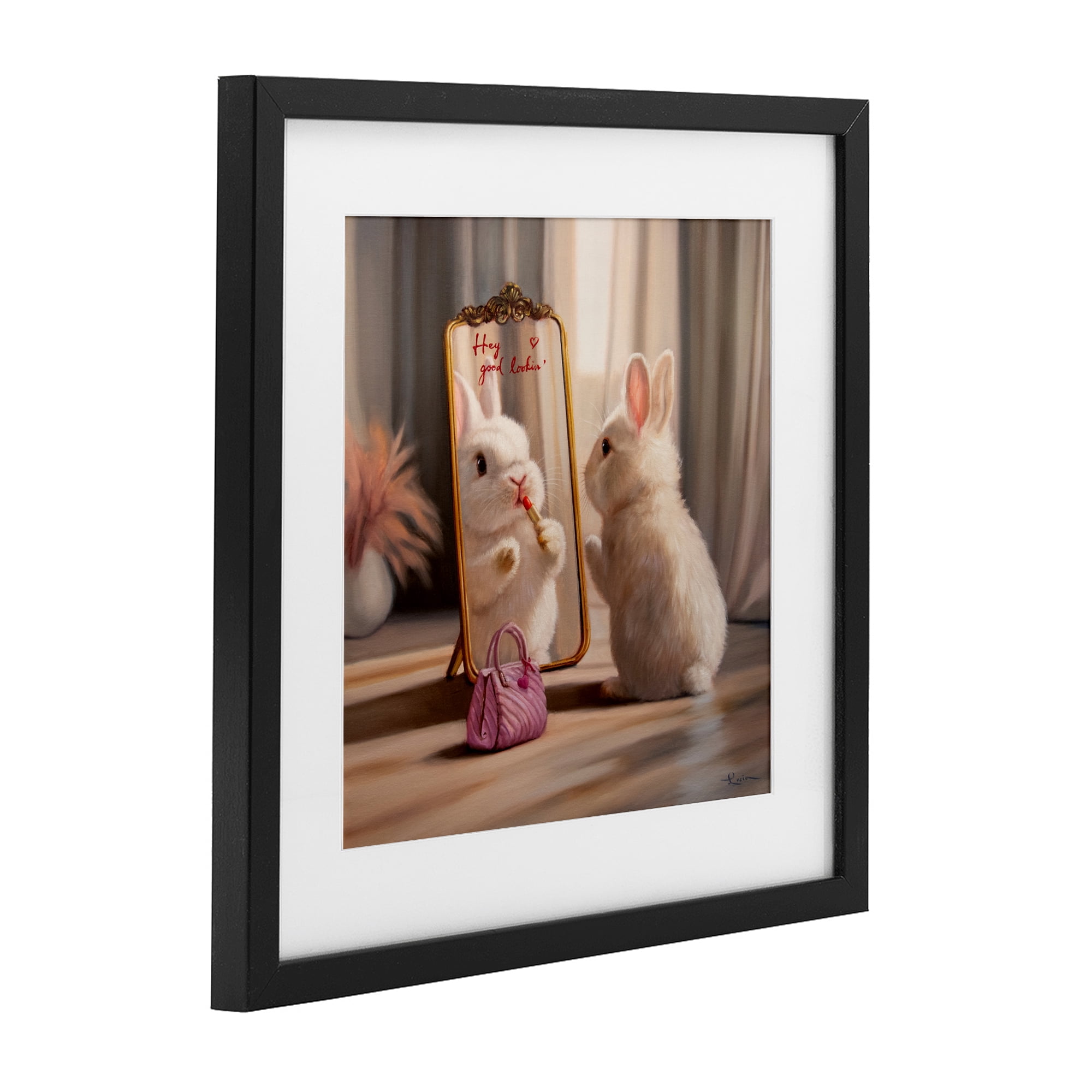 Stupell Industries Final Touch Makeup Bunny Black Framed Print Under Glass, design by Lucia Heffernan