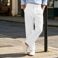 thumbnail image 4 of yeiolnoer Mens Dress Pants Comfortable Work Pants Straight Leg Loose Pants with Pockets Business Casual Outfits(White,X-Large), 4 of 7