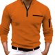 thumbnail image 2 of Gibobby Camisas polo Tops de manga larga con botones de solapa y diseño de contraste de Color sólido a la moda de ocio para las cuatro estaciones para ho(Naranja,M), 2 of 4