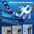 thumbnail image 4 of ROFAY USB C to USB C Cable 60W (2-Pack, 10FT, Black) Nylon Braided Right Angle Charger Cord Compaible with iPhone 16 Pro Max 15 Samsung S25 Ultra S24 iPad Pro MacBook, 4 of 6