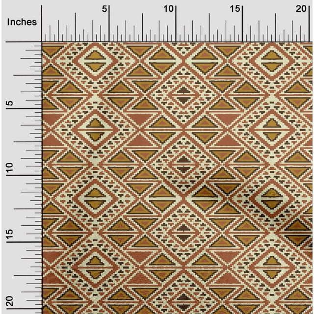oneOone Silk Tabby Fabric Geometric Flame Stitch Print Fabric By The Yard 42 Inch Wide