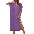 thumbnail image 1 of FAIWAD Robes de Plage Grande Taille pour Femmes Robe Mini à Manches Courtes Découpée Robe d'Été Fendue sur le Côté, 1 of 4