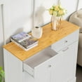 thumbnail image 2 of Reliancer Kitchen Trash Cabinet - Double Tilt Out Trash Cabinet with 2 Hideaway Drawers, Solid Wood Tabletop - Free Standing Recycling Cabinet - Pet Proof Trash Can Holder with Storage, White, 2 of 7