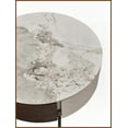 thumbnail image 2 of Modern Round Coffee Table with Sintered Stone Top, Smoked Wood & Golden Legs – Easy-Clean Durable for Living Room, 2 of 19
