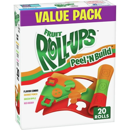Fruit Roll-Ups Fruit Flavored Snacks, Pizza Peel 'N Build, 0.5 oz, 20 ct